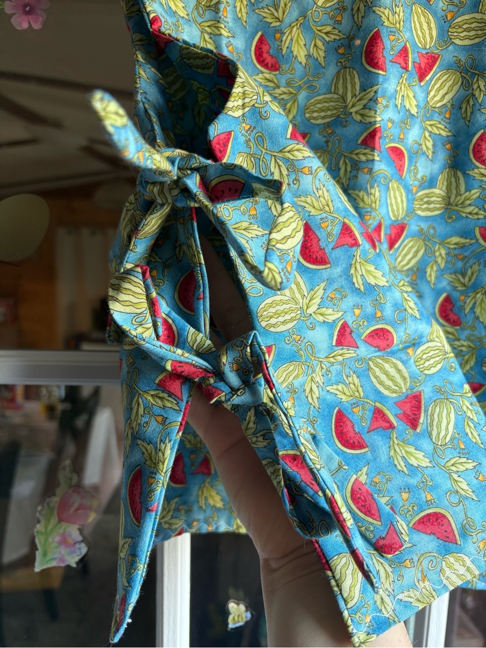 Blue Watermelon Print Tie-Side Tank Top - Picture 3 of 5